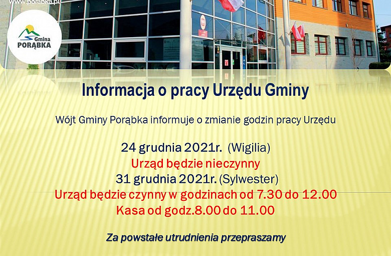 Zmiana godzin pracy Urzędu