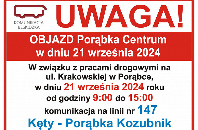 Uwaga! Dwa komunikaty Komunikacji Beskidzkiej