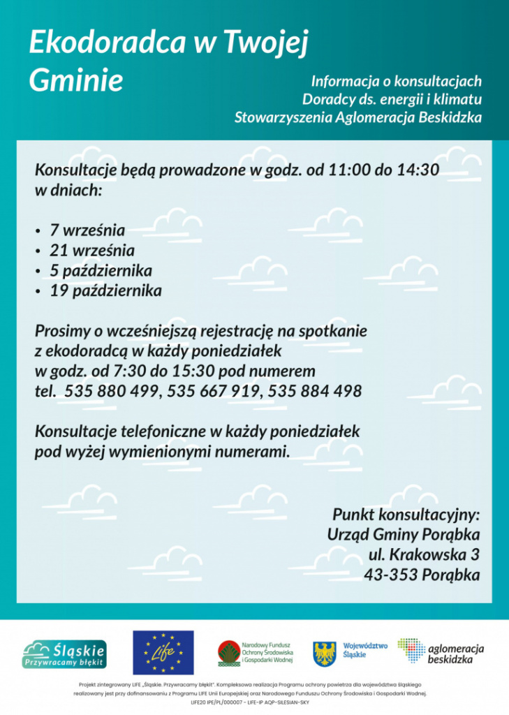 Dyżury Ekodoradcy w miesiącach wrzesień - październik 2023r.